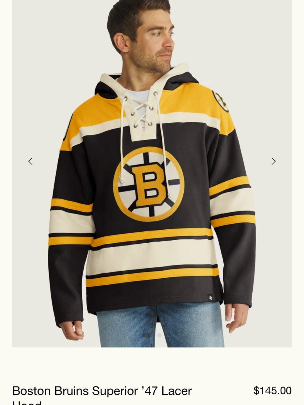 NWT โ47 NHL Boston Bruins Superior Lacer Hoodie Sweatshirt